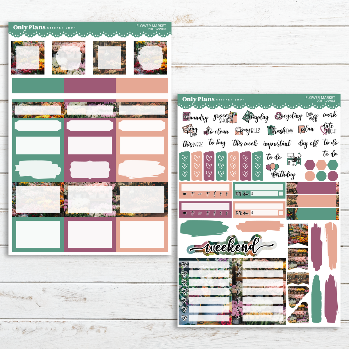 Check Weekly Sticker Printable Weekly Sticker Kit 201 - Standard - Flower Market – Only ...