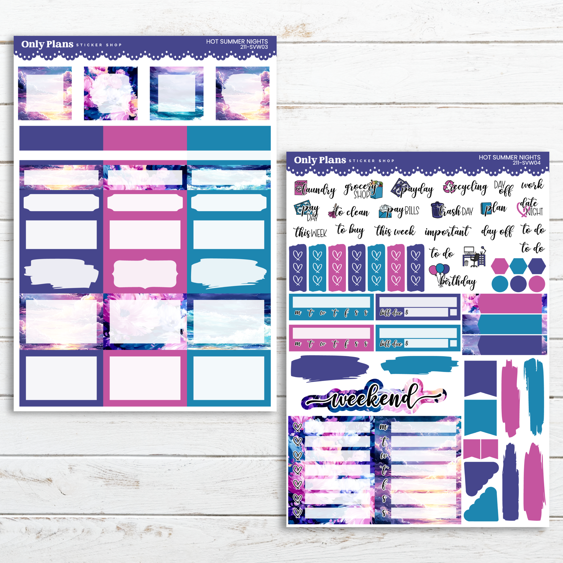 a planner sticker and a planner sticker on a table
