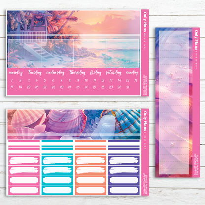 a planner sticker with a beach scene