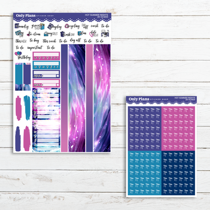 a planner sticker with a purple and blue theme