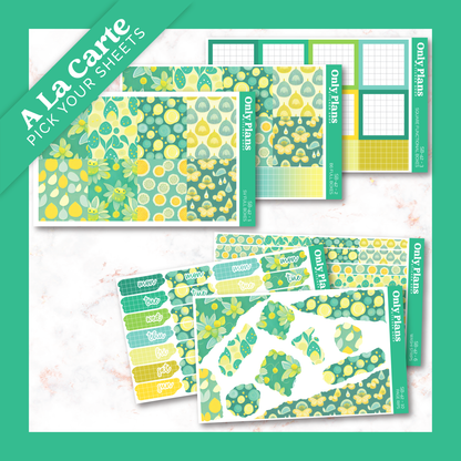 a green and yellow planner sticker set