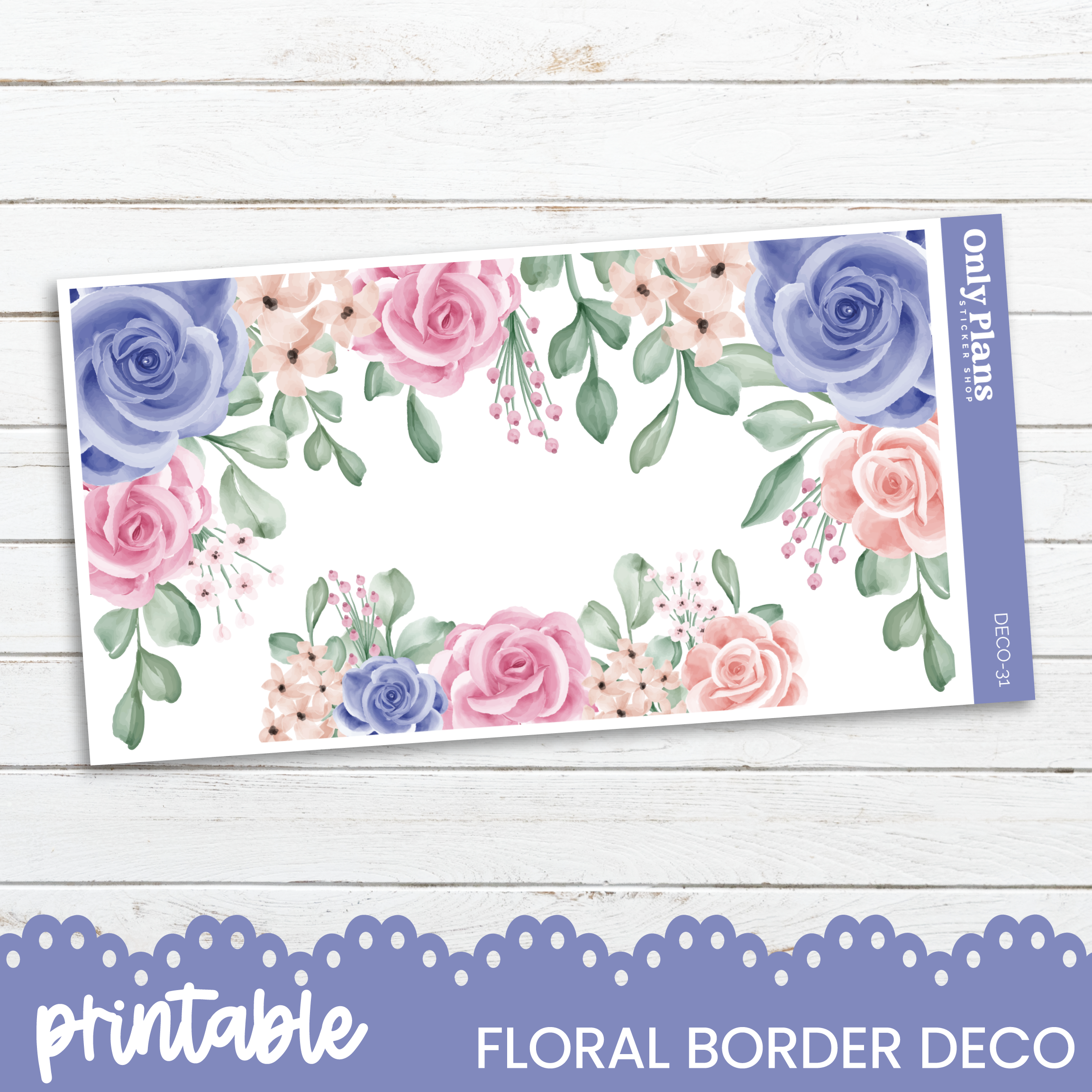 Printable Border Designs Sticker Printable Deco Stickers - DECO-31 - Floral Border – Only Plans Sticker Shop