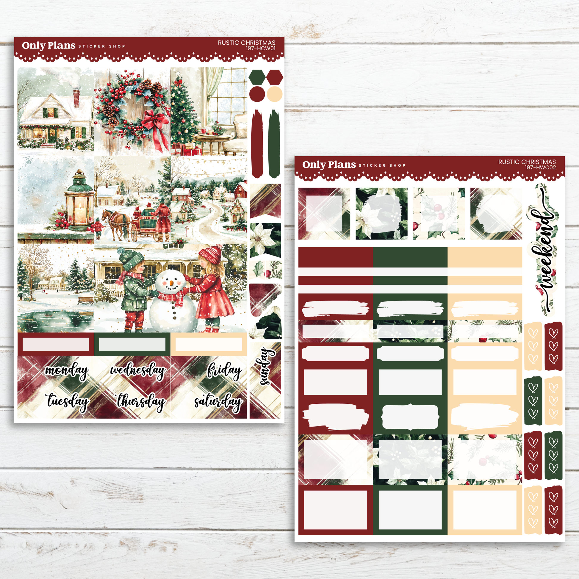 two christmas planner pages with a christmas theme