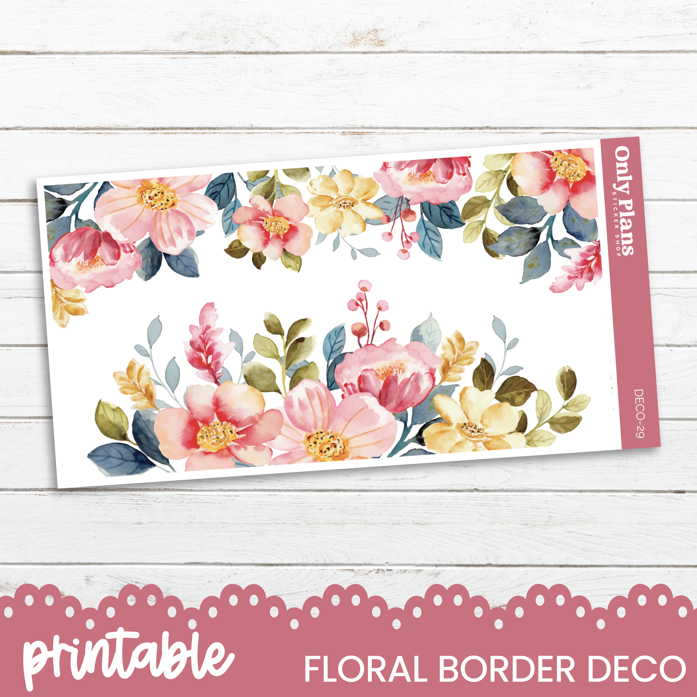 Printable Border Designs Sticker Printable Deco Stickers - DECO-29 - Floral Border – Only Plans Sticker Shop