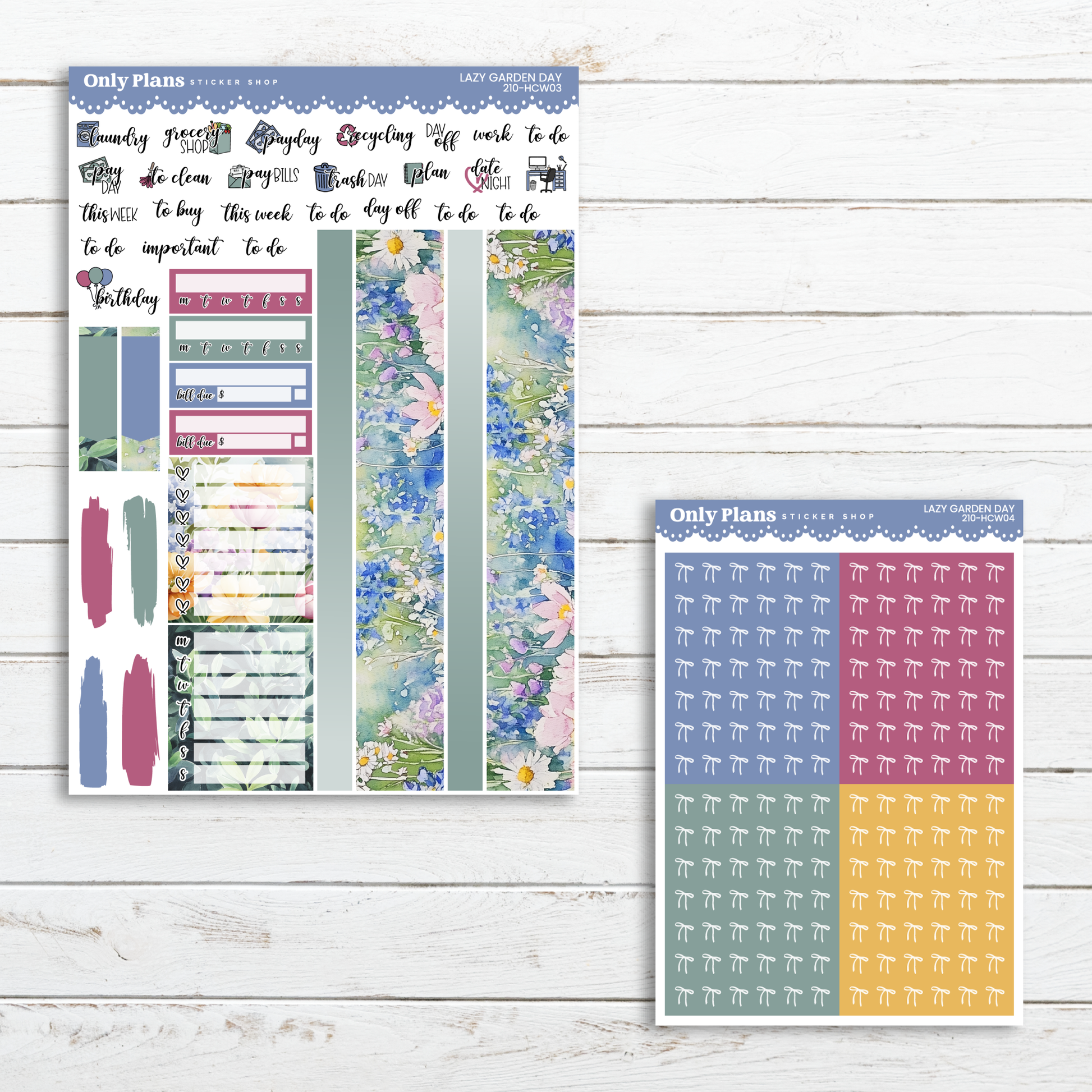 a planner sticker and a planner sticker on a wooden surface