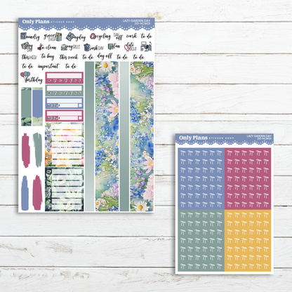 a planner sticker and a planner sticker on a wooden surface