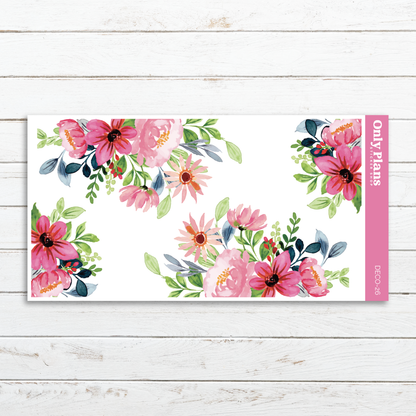 a card with pink flowers on a white background