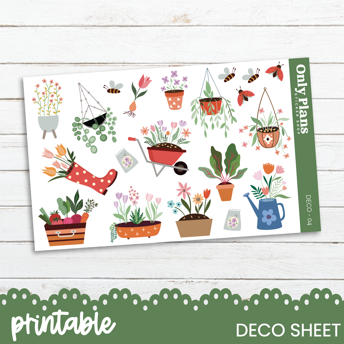 a printable decal of potted plants