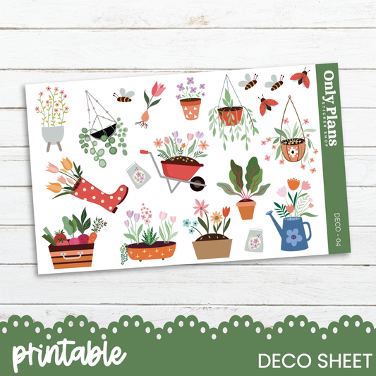 a printable decal of potted plants