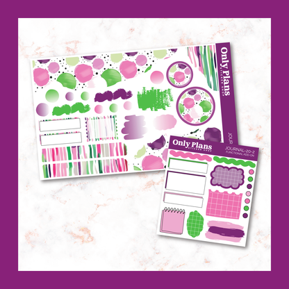 a pink and green planner sticker and a pink and green planner sticker