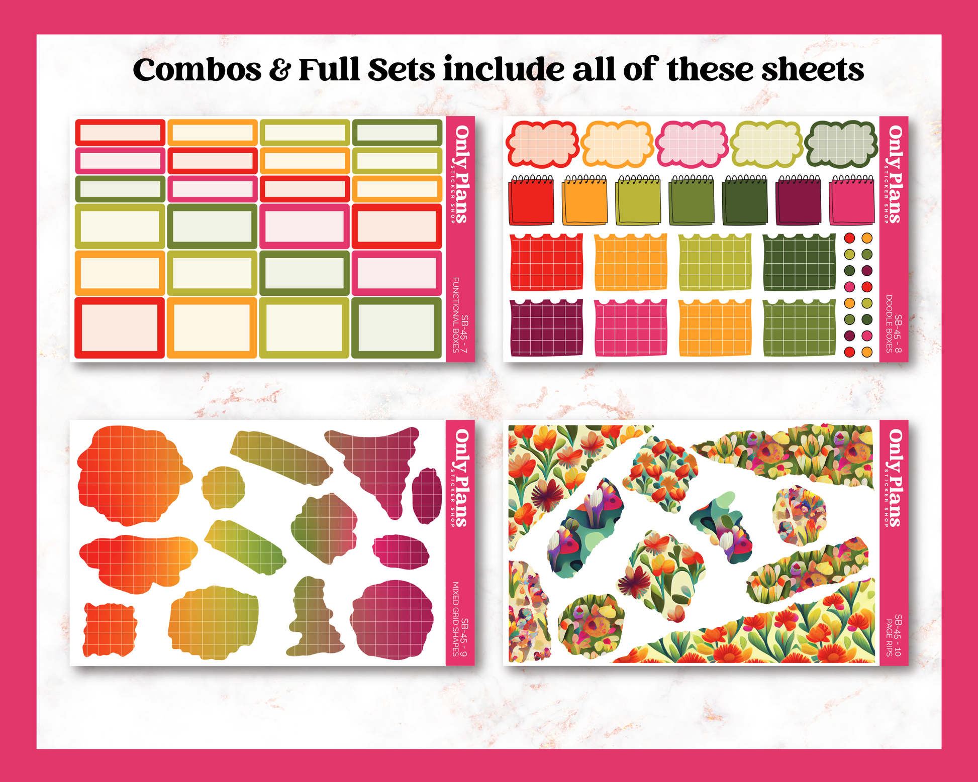 a set of colorful stickers with different shapes and sizes