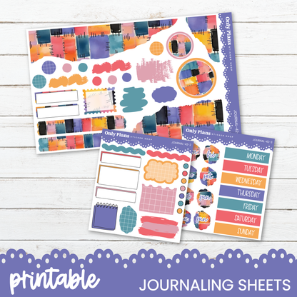 a collection of colorful and patterned journaling sheets, including a daily planner and a weekly planner, which are designed for use in a journaling practice.