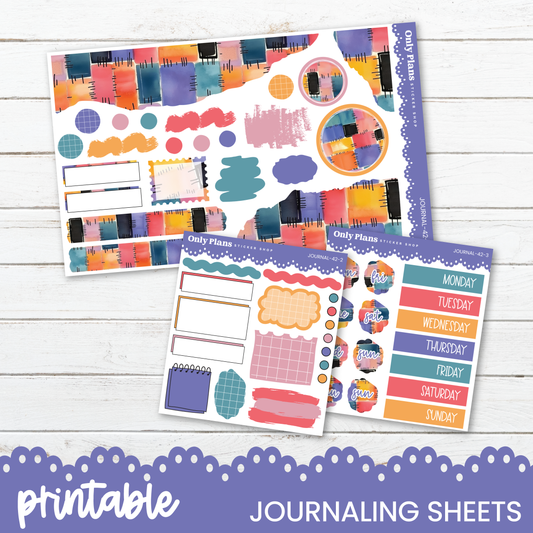 a collection of colorful and patterned journaling sheets, including a daily planner and a weekly planner, which are designed for use in a journaling practice.