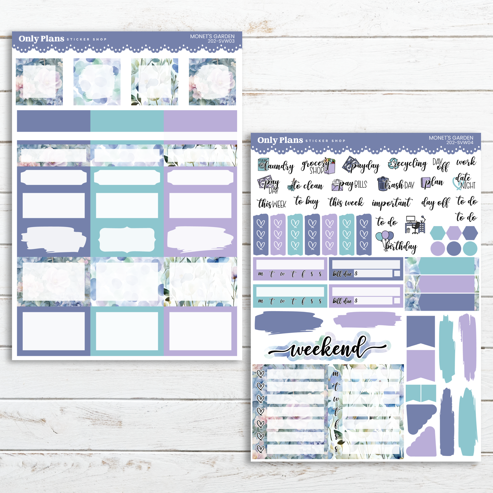 a purple and blue planner sticker and a planner sticker