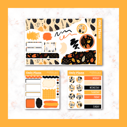 a set of three planner stickers with a pumpkin theme