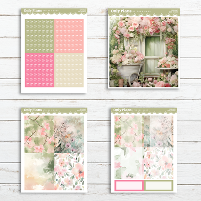 a set of four photos with flowers on them