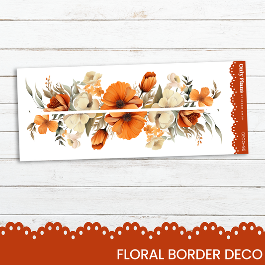 a floral border decorated with orange and white flowers