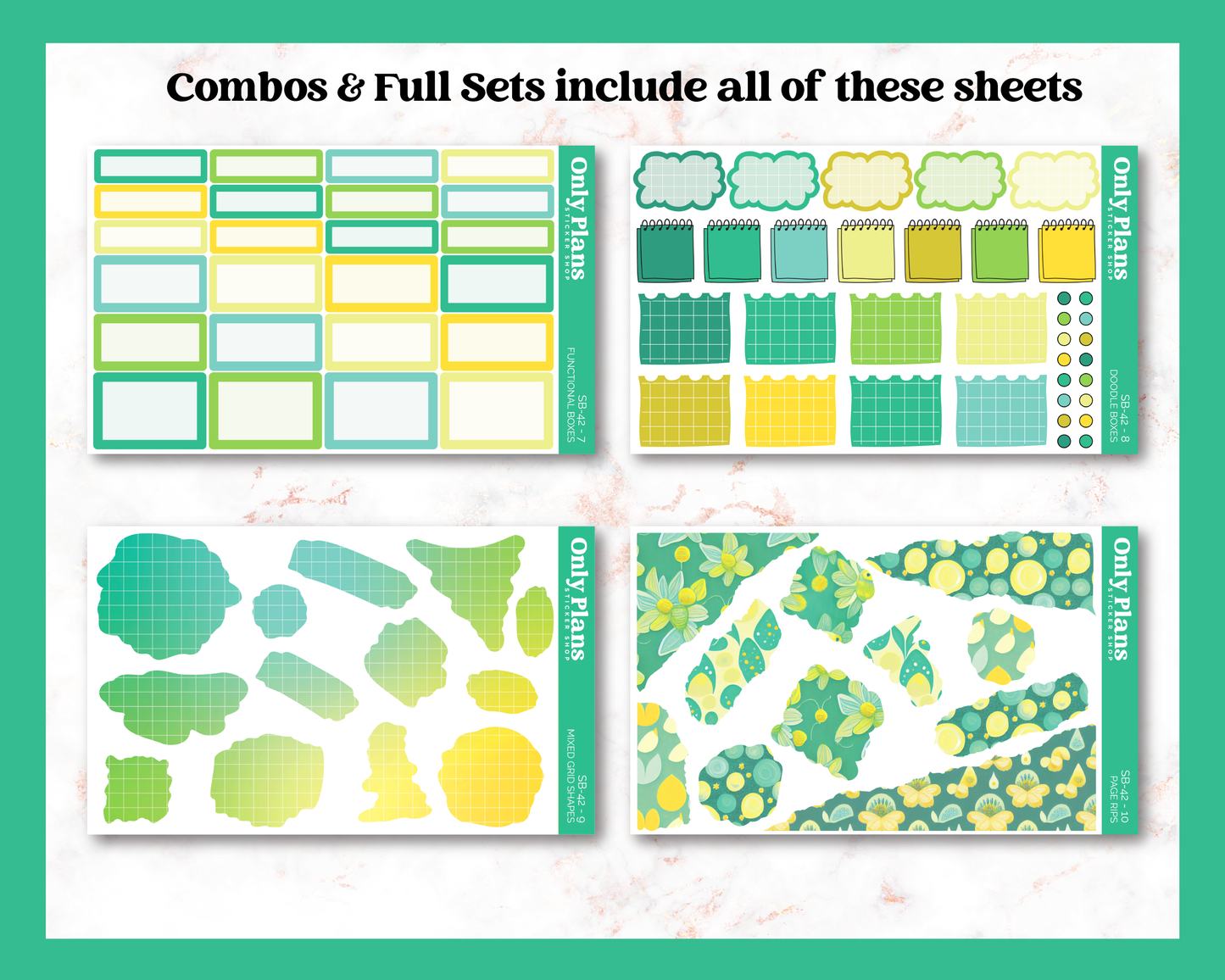 a set of three sheets of paper with different shapes and colors