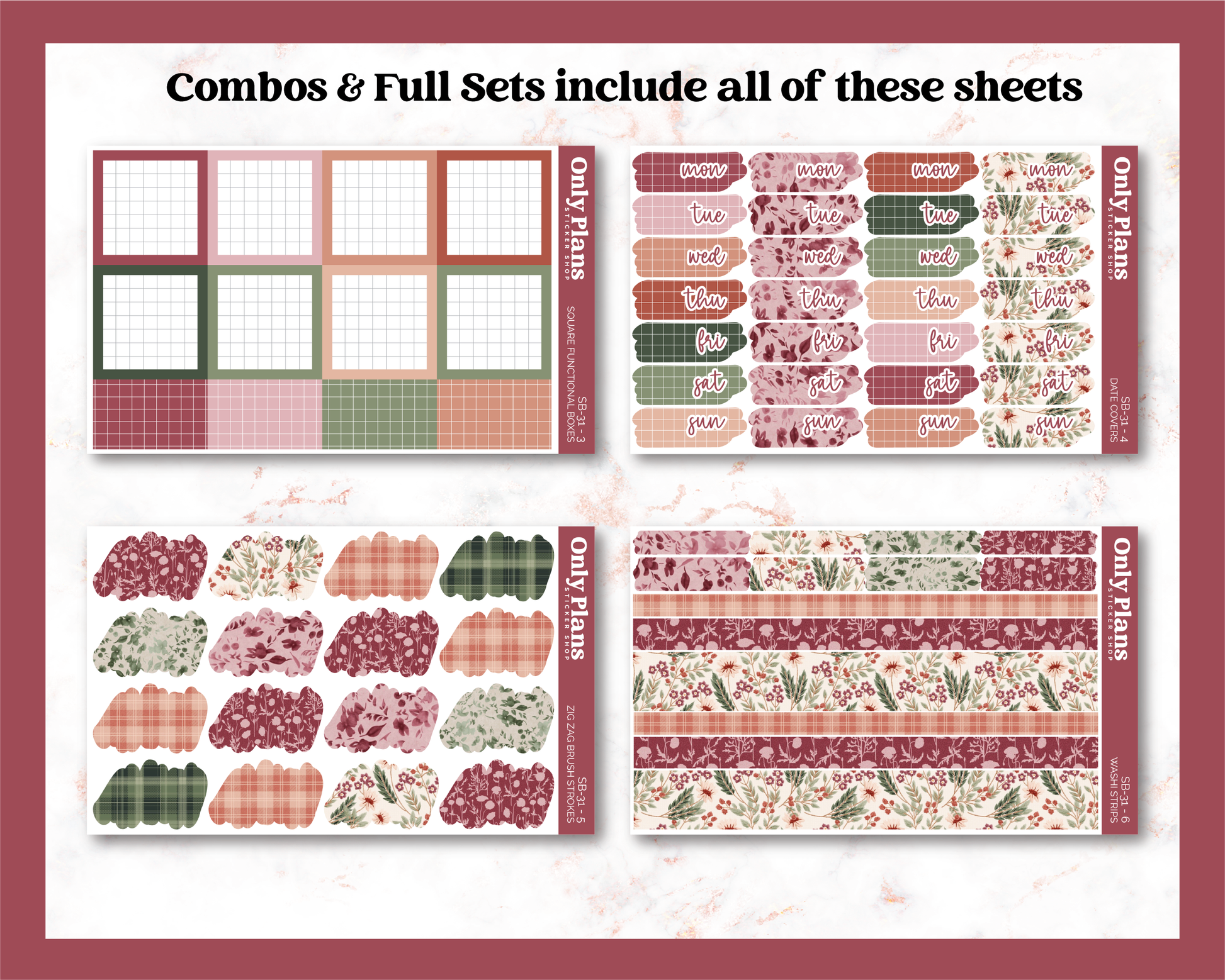 a set of planner stickers with flowers and leaves