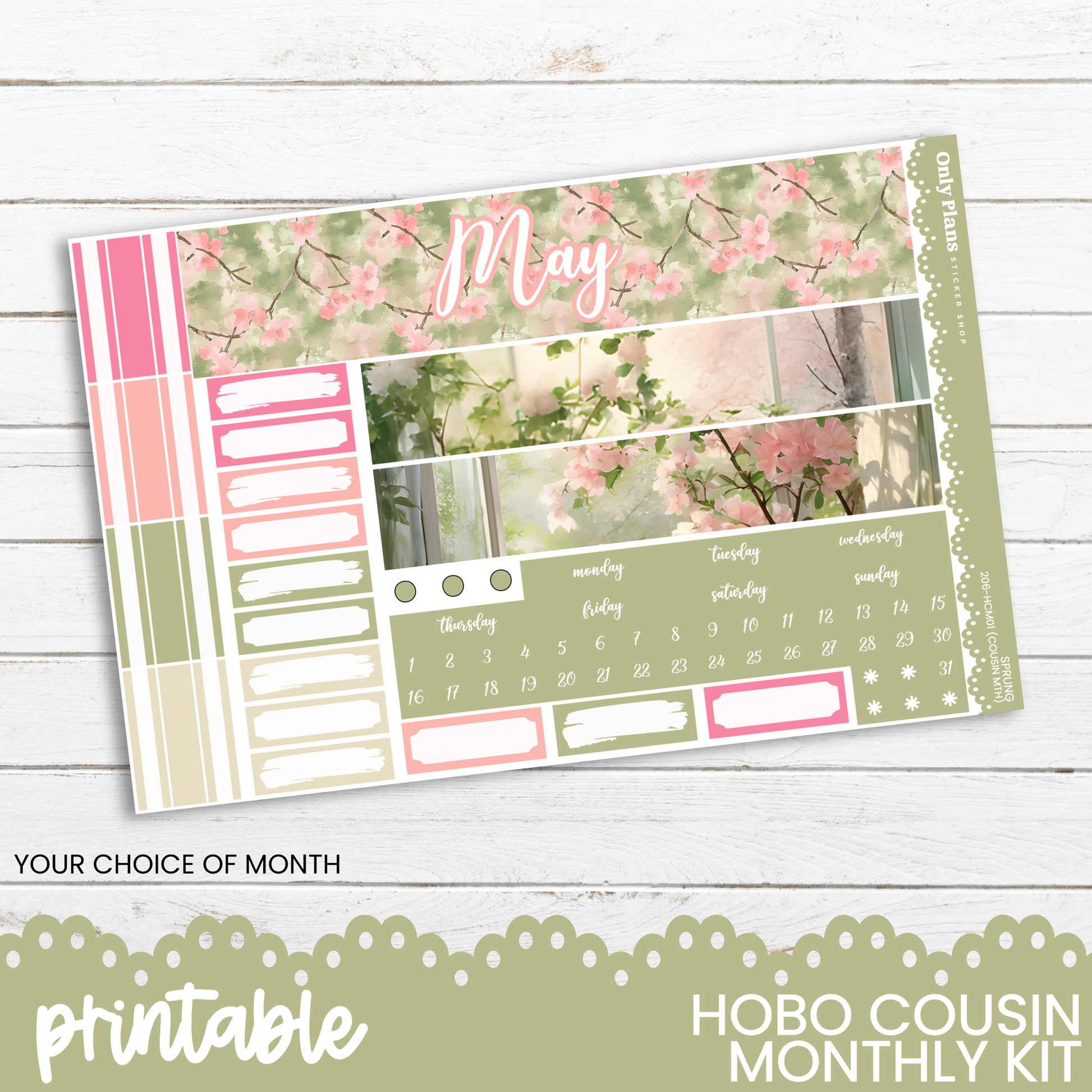 a printable month planner with a floral background