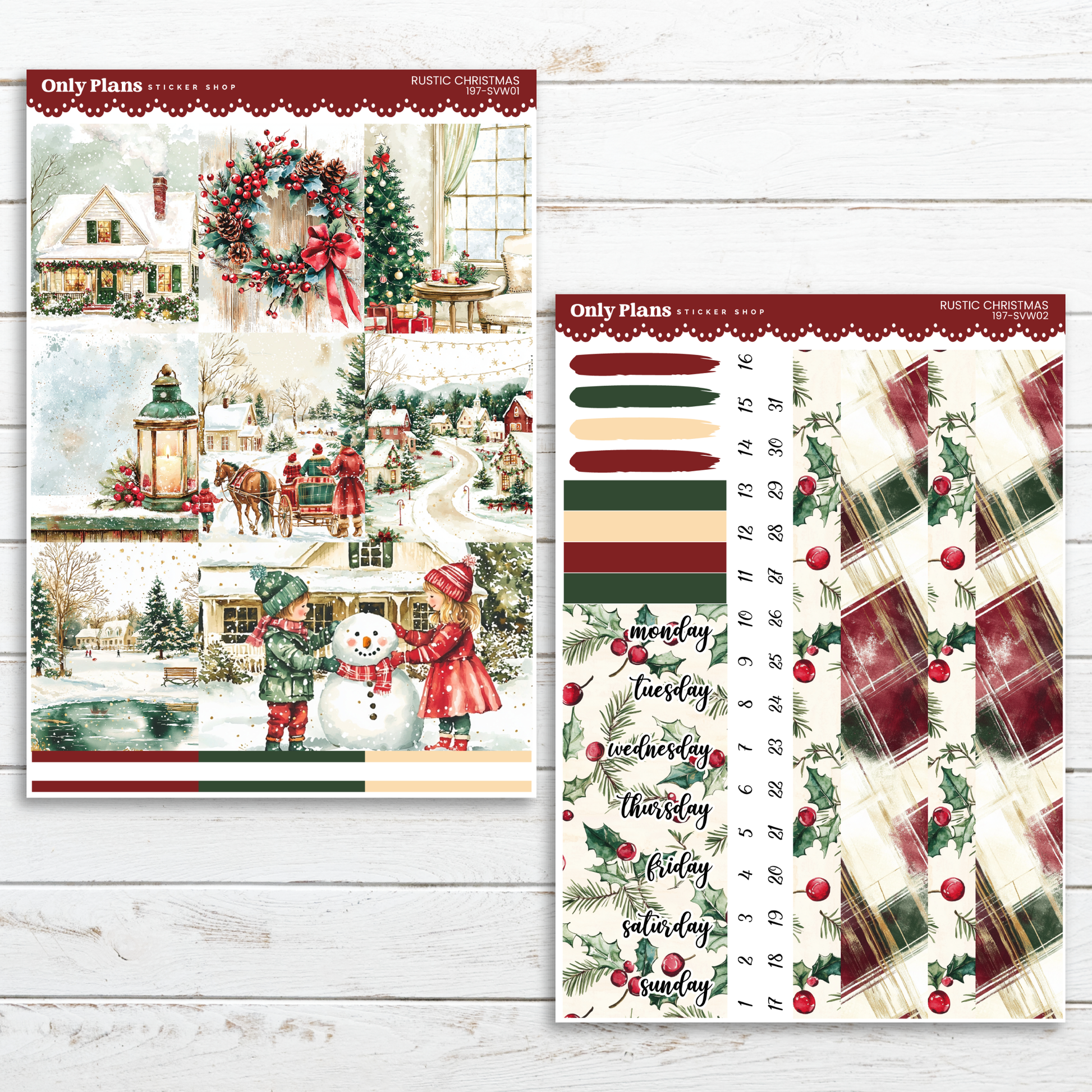 a couple of papers with christmas scenes on them