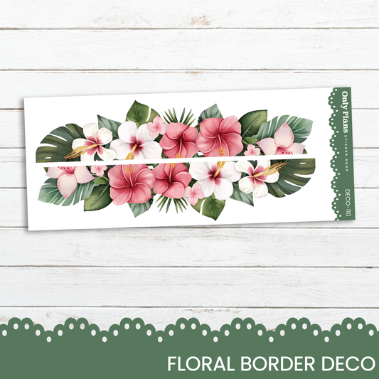 a floral border decorated with pink and white flowers