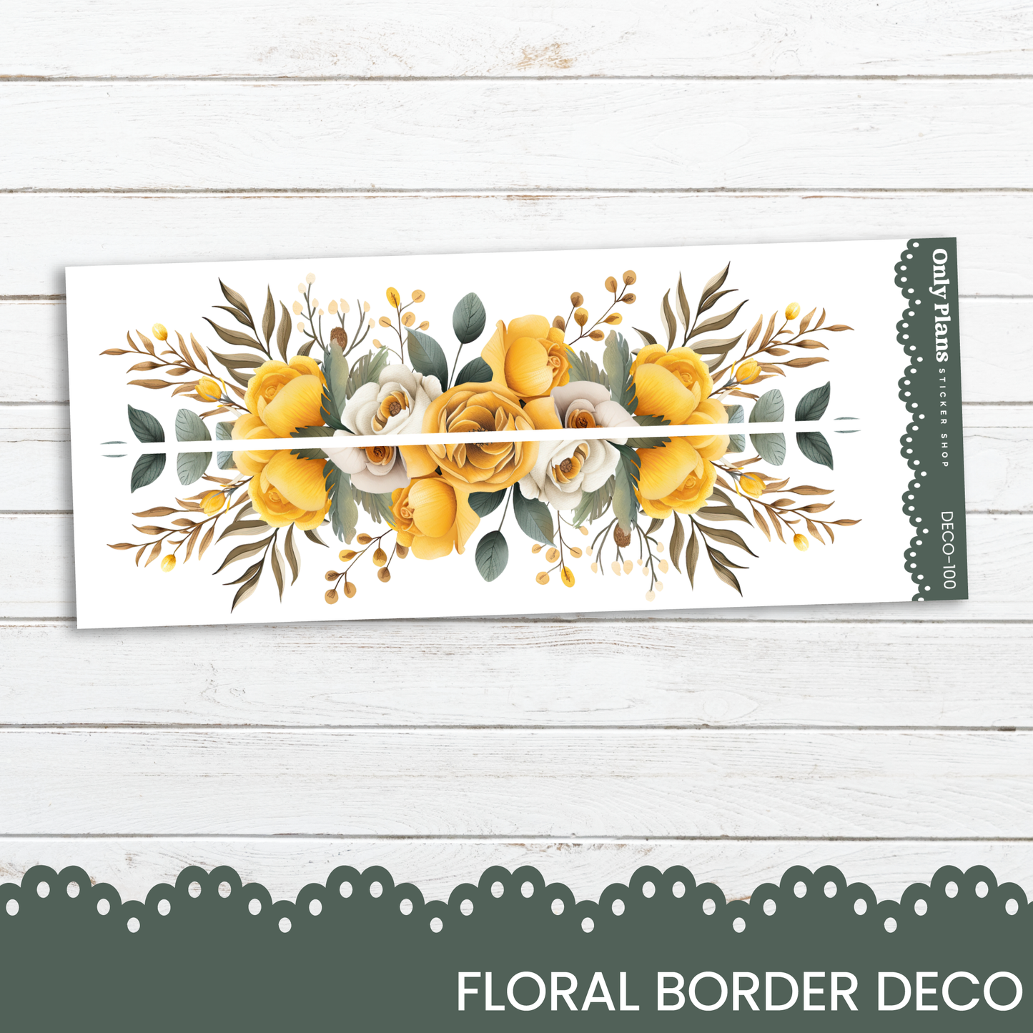 a floral border decorated with yellow flowers