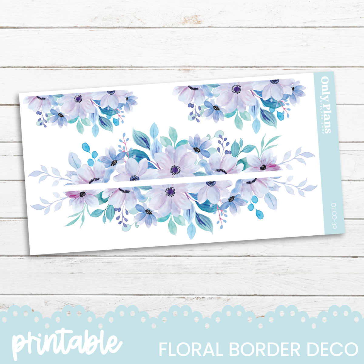 Printable Border Designs Sticker Printable Deco Stickers - DECO-30 - Floral Border – Only Plans Sticker Shop