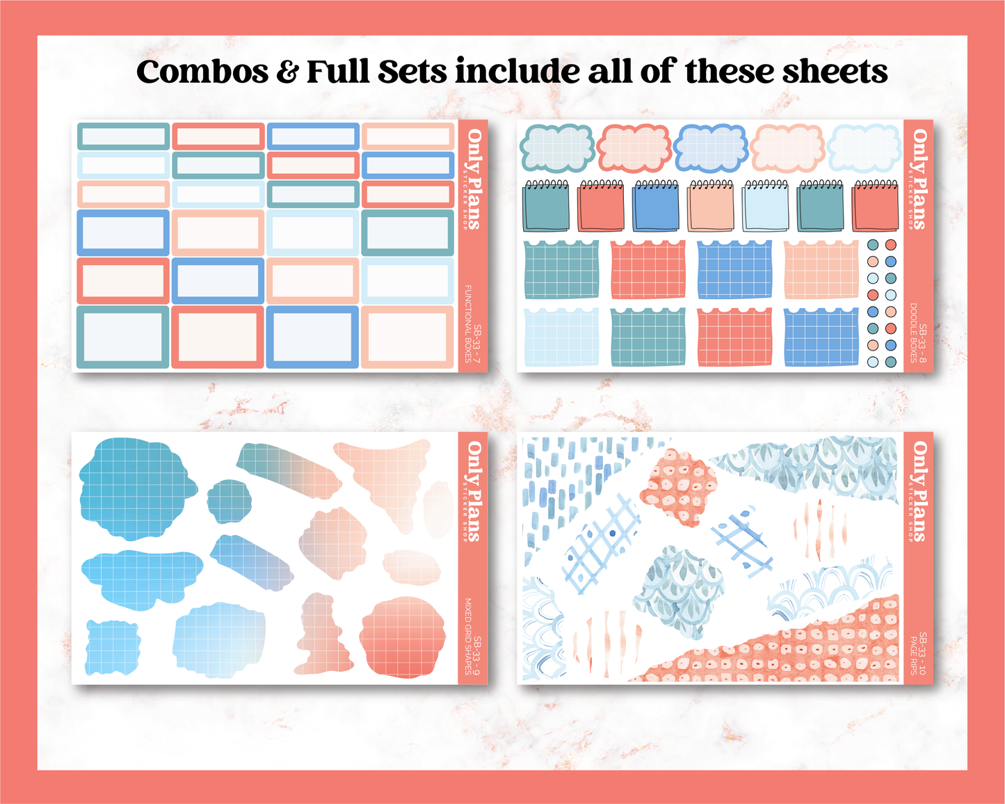 a set of three sheets of paper with different designs