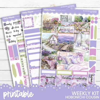 a set of three planner pages with a lavender theme