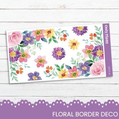 a floral border with flowers on a white background