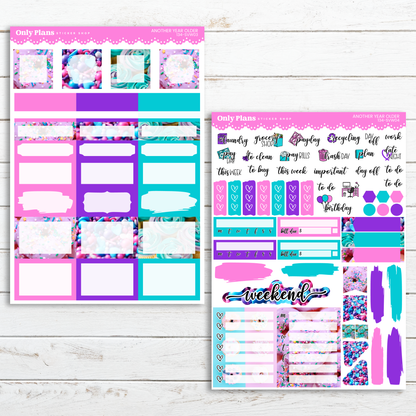 a pink and blue planner sticker and a planner sticker