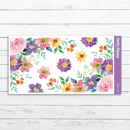 a card with colorful flowers on a white background