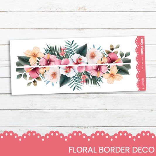 a floral border decorated with pink and white flowers