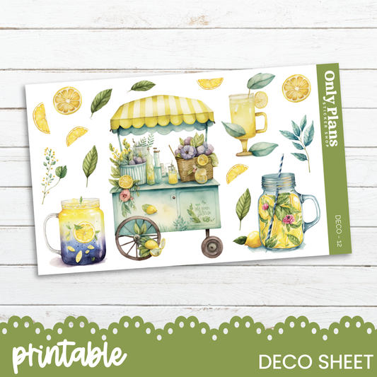 a printable of a lemonade stand with mason jars and lemons