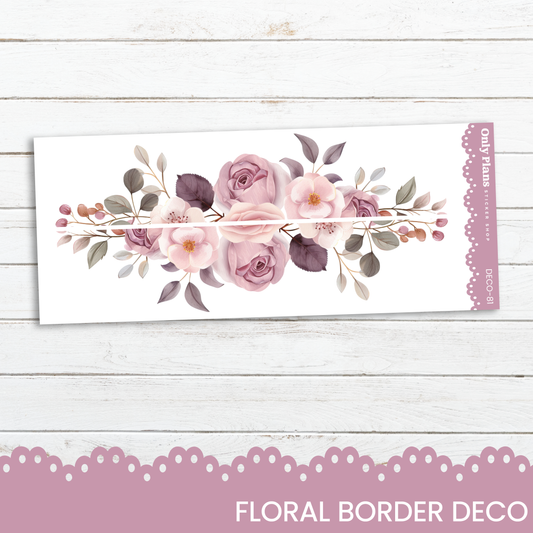 a floral border with pink flowers on a white background