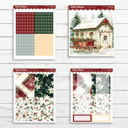 four christmas cards on a white wooden background