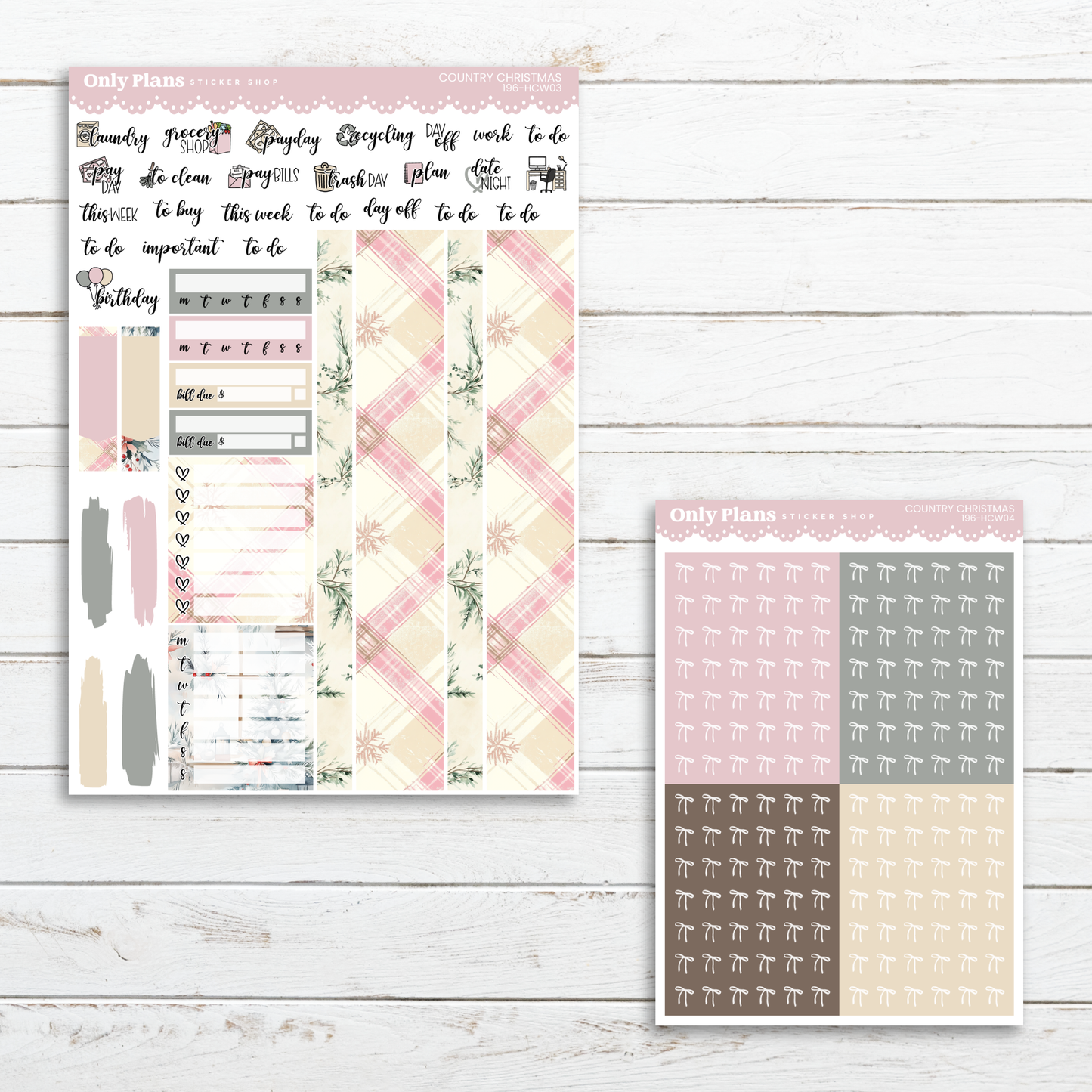 a set of planner stickers with a plaid pattern