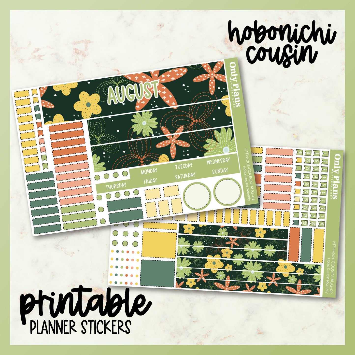 Printable Hobo Cousin Monthly Kit - August