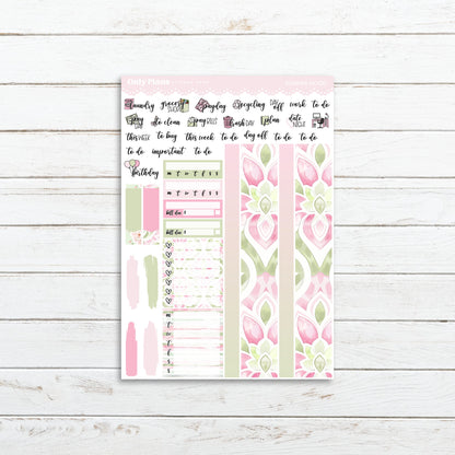 a pink and green floral planner sticker