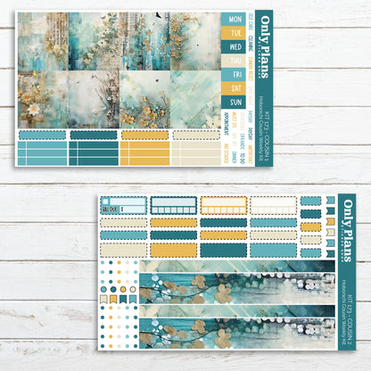 a set of two planner stickers on a wooden surface