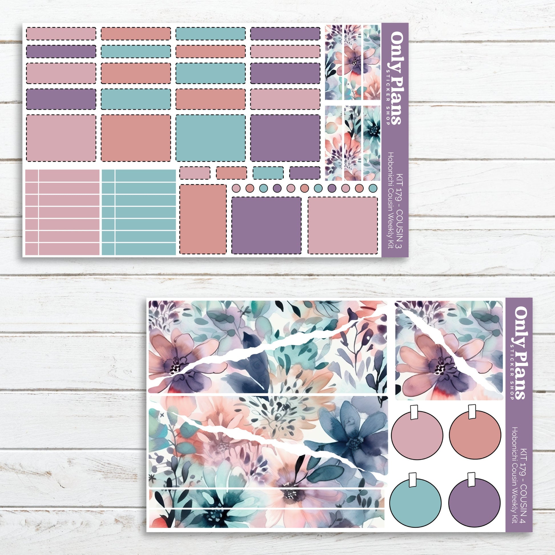 a floral planner sticker and a planner sticker