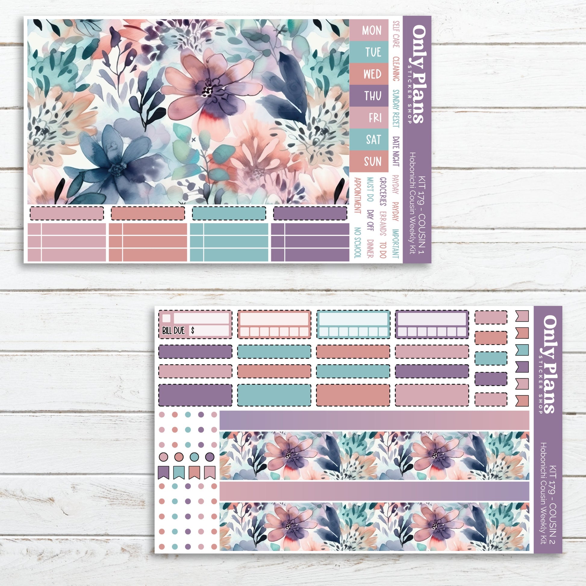 a planner sticker with a floral pattern on it