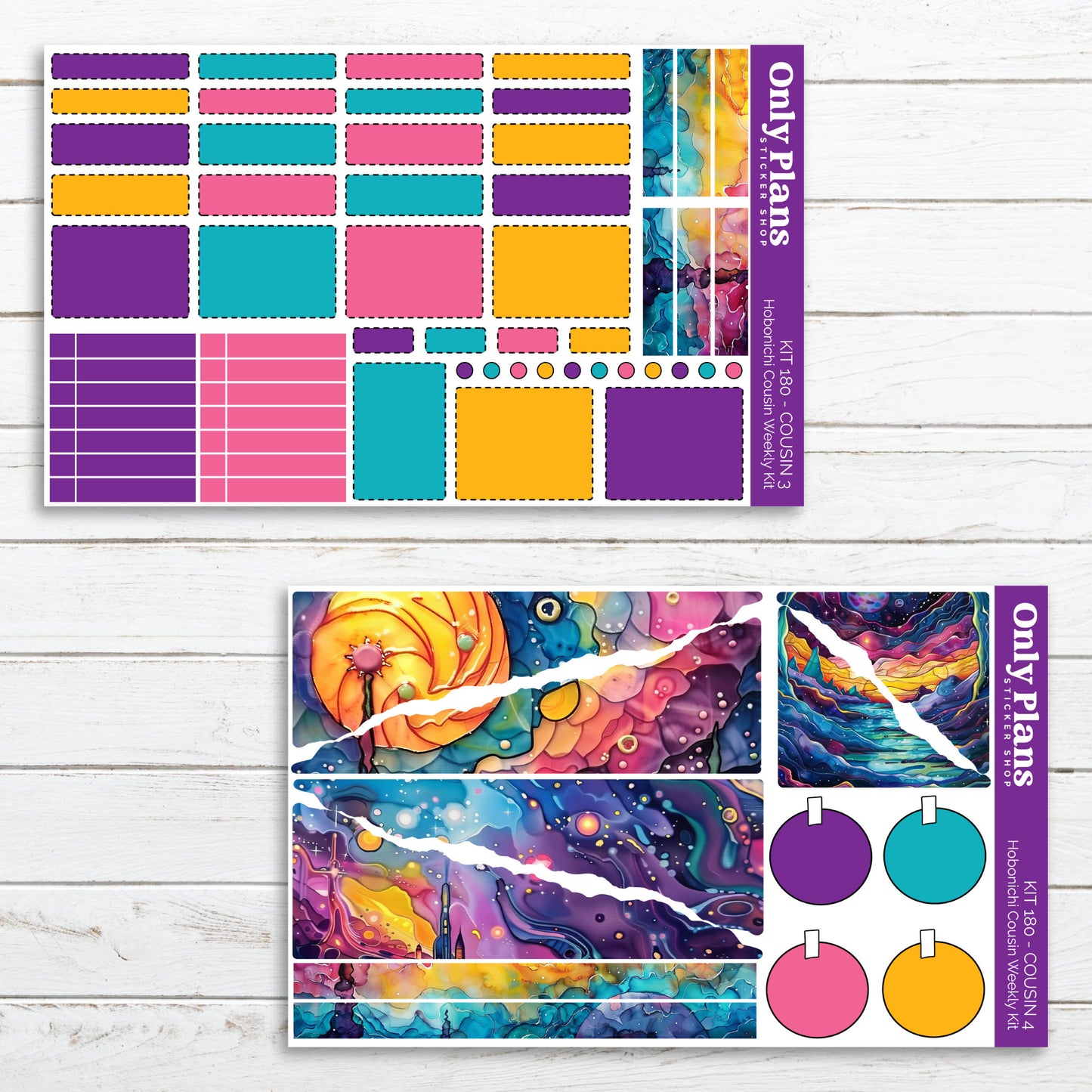 a colorful planner sticker and a colorful planner sticker