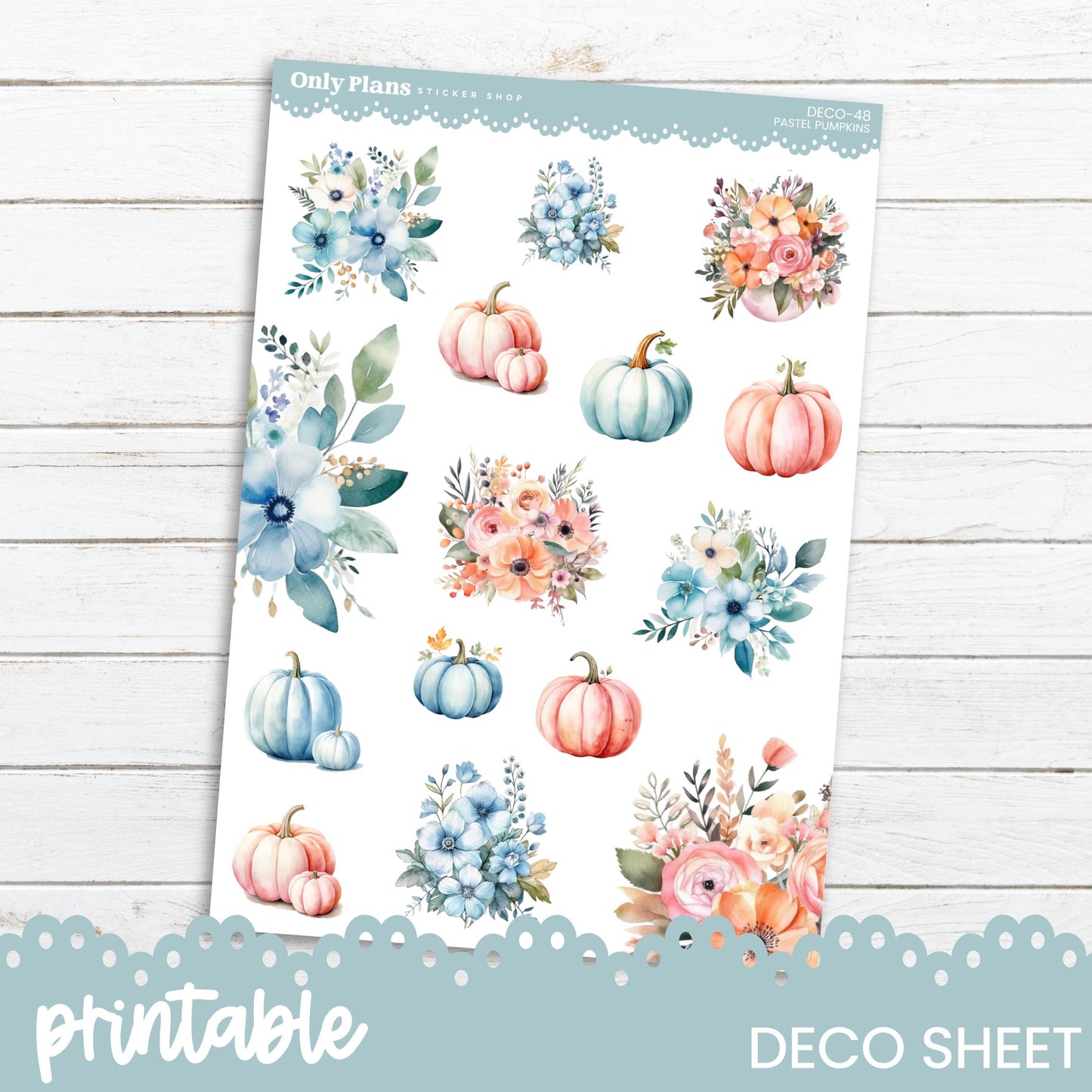 a planner sticker featuring pumpkins and flowers