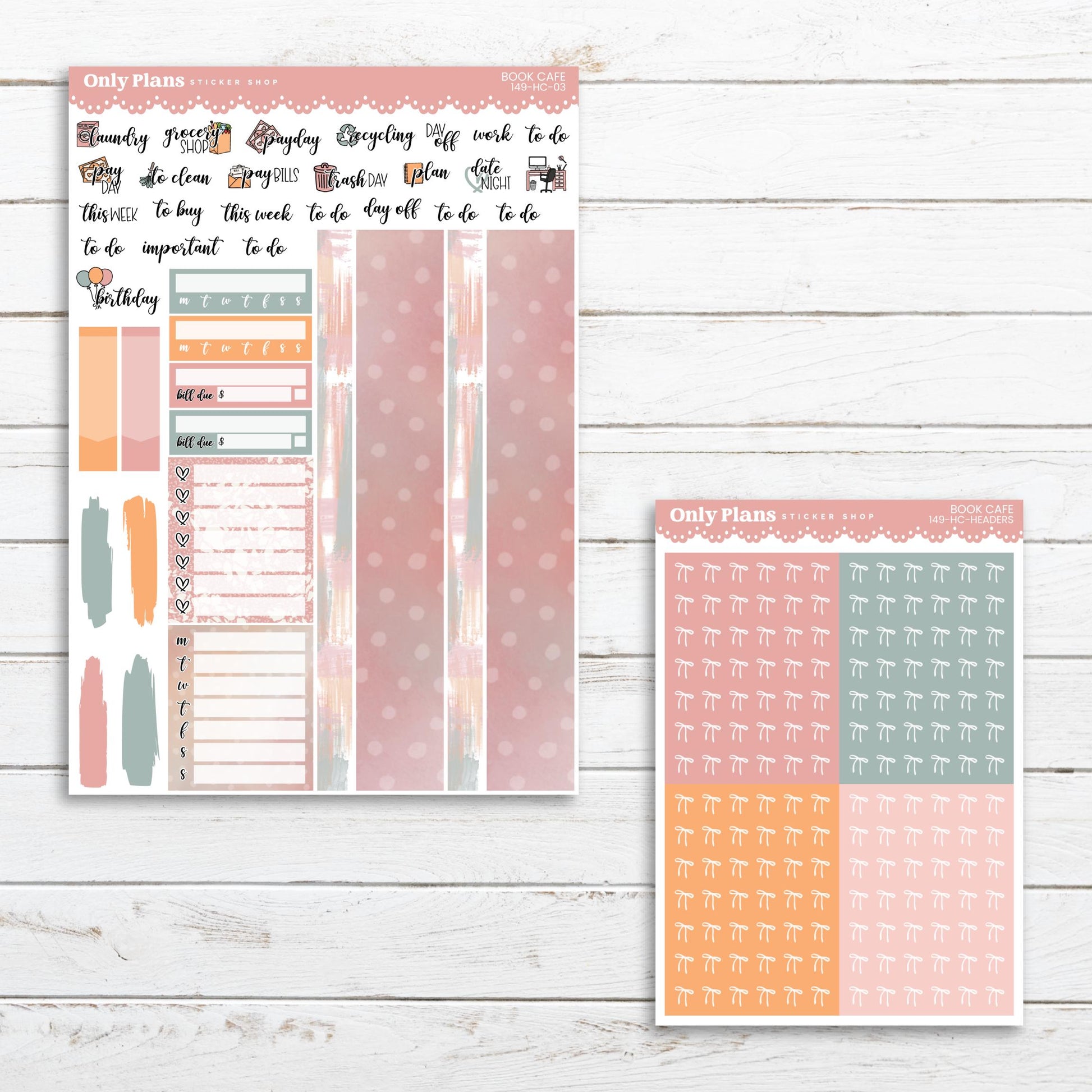 a pink and orange planner sticker with a white background