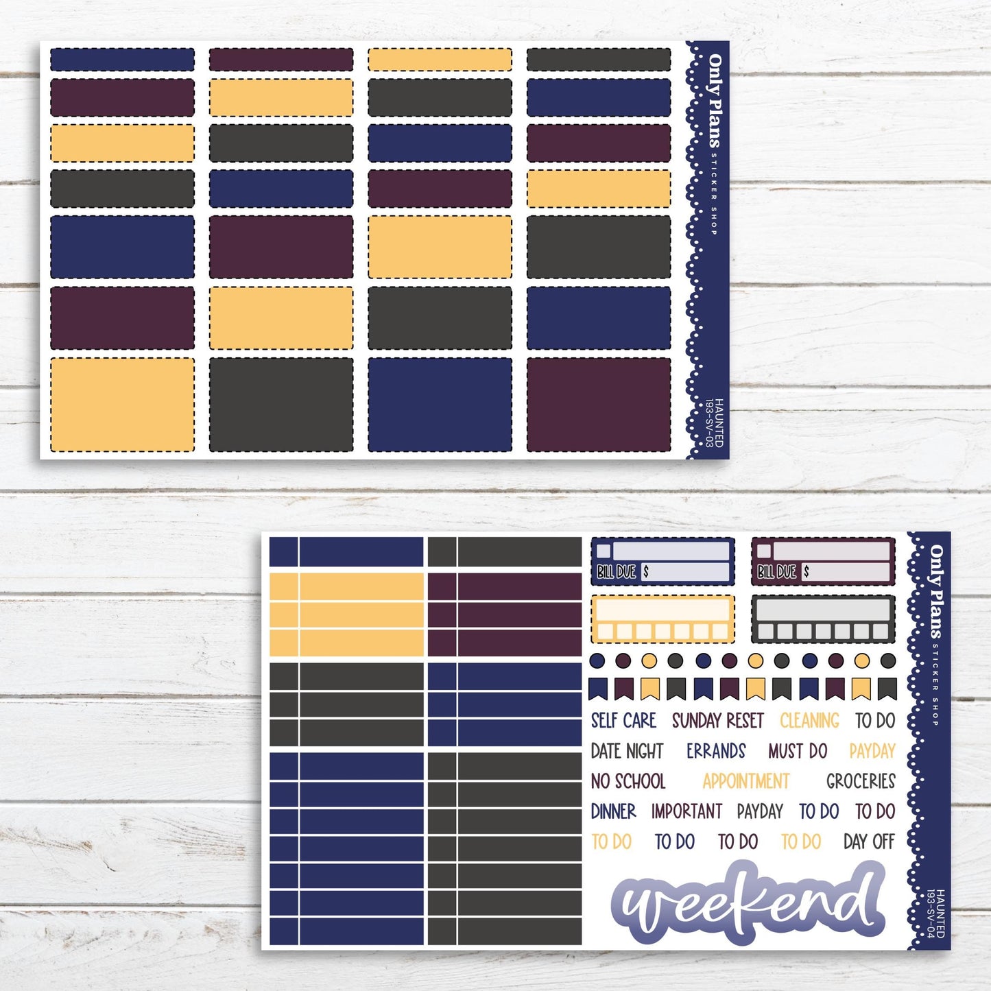 a printable planner sticker with a blue and yellow color scheme