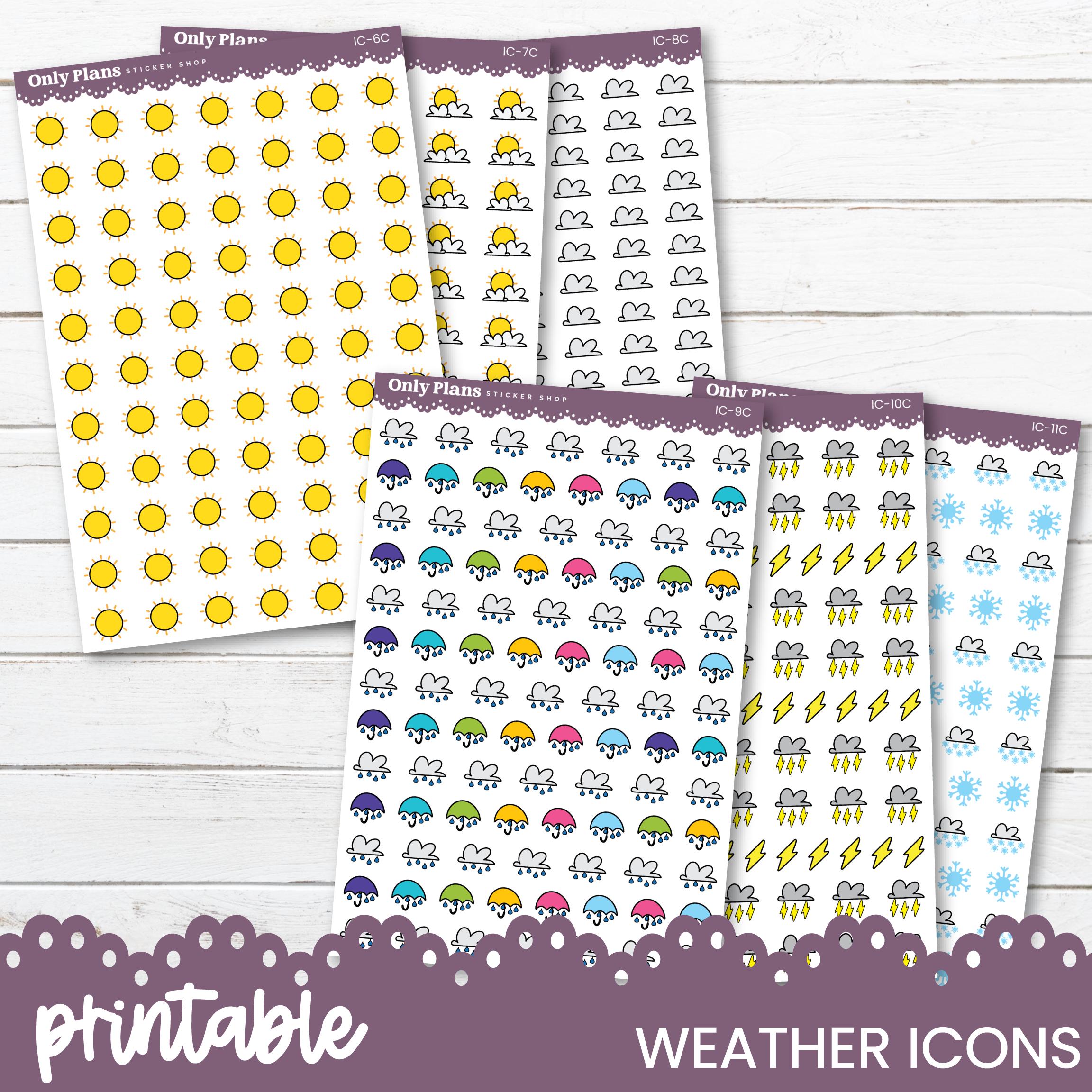 Weather Bar Window Sticker Printable Weather Icons - Colorful – Only Plans Sticker Shop