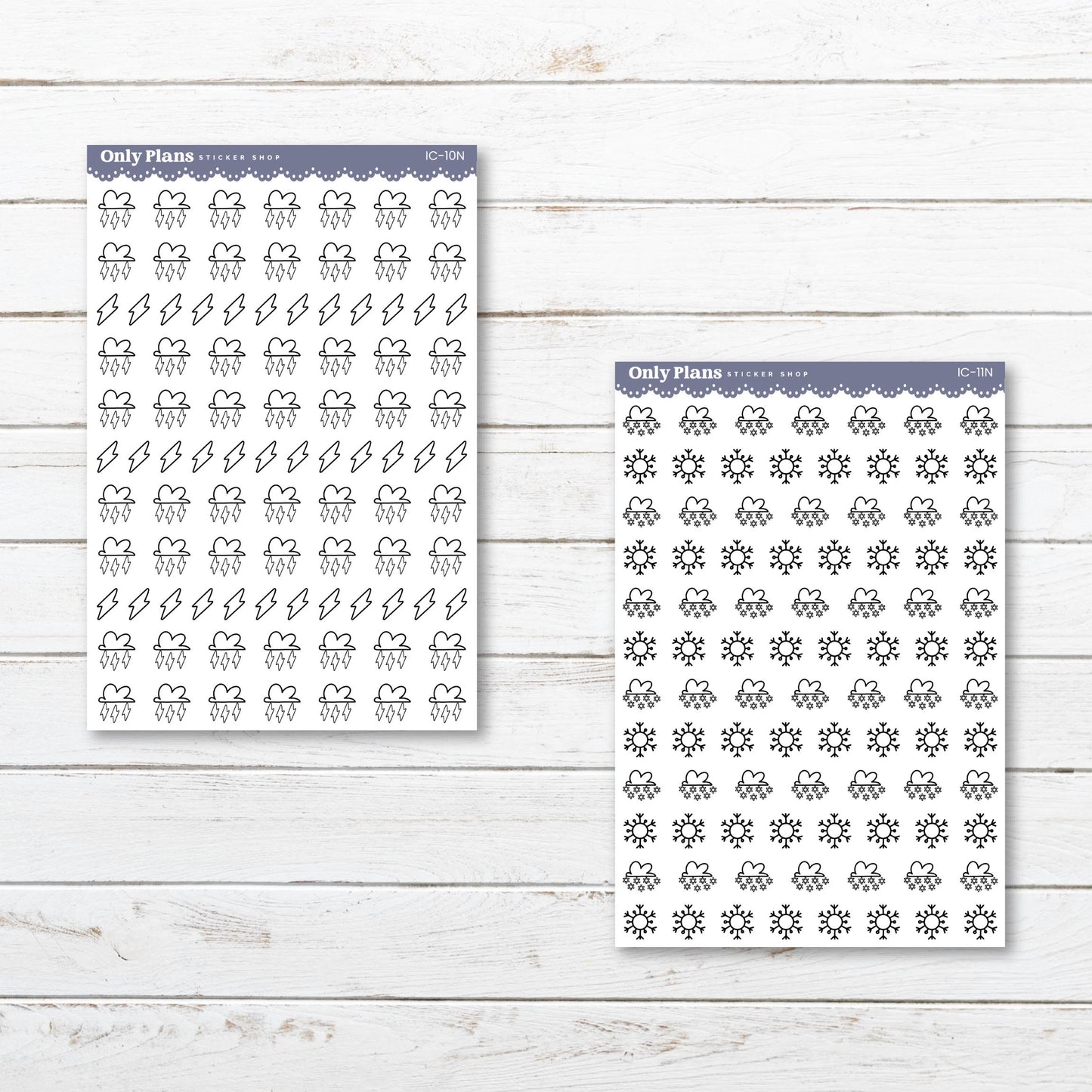 Printable Weather Icons - Black & White