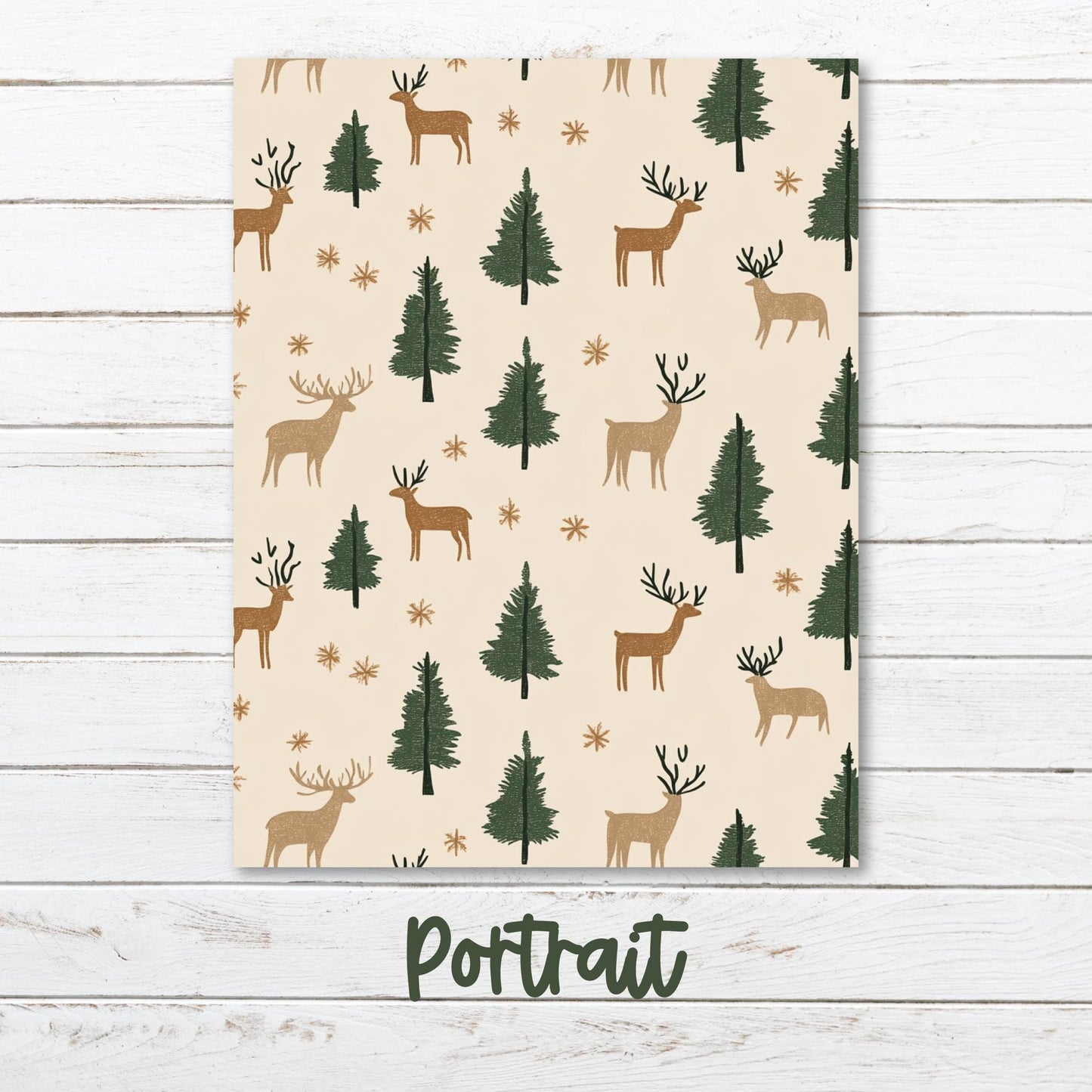 a paper with deer and trees on it